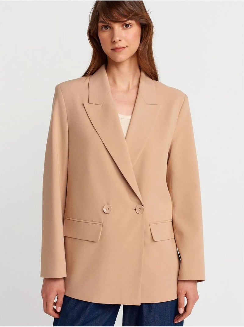 Blazer lungo in crêpe dilvin Beige argilla - Kiabi