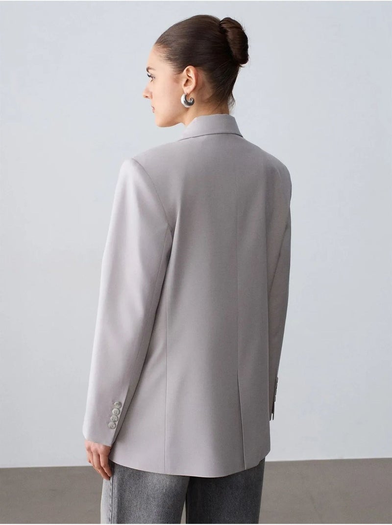 Blazer lungo in crêpe dilvin Grigio chiaro - Kiabi