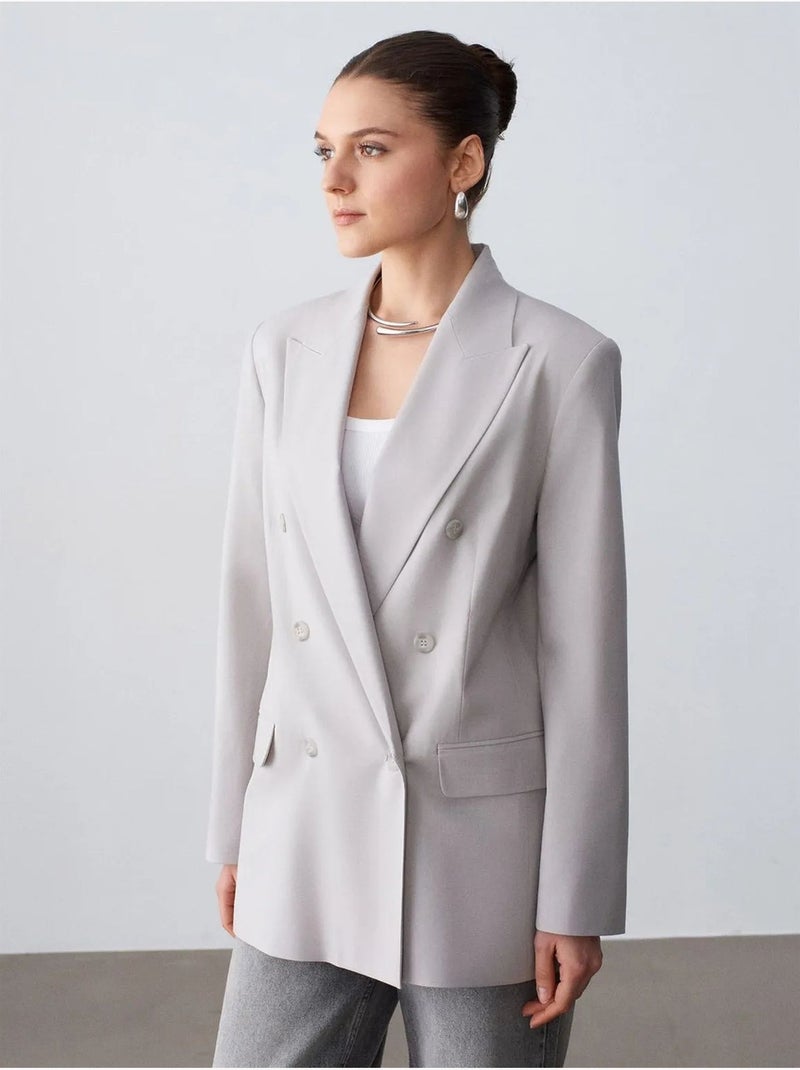 Blazer lungo in crêpe dilvin Grigio chiaro - Kiabi