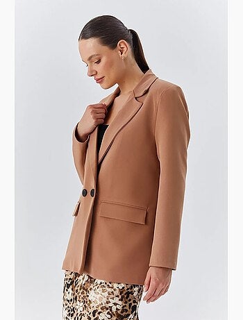 Blazer lungo in ecopelle mixray