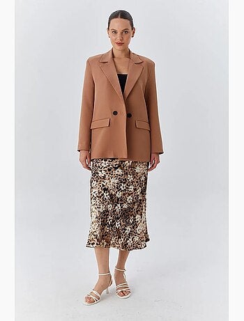 Blazer lungo in ecopelle mixray