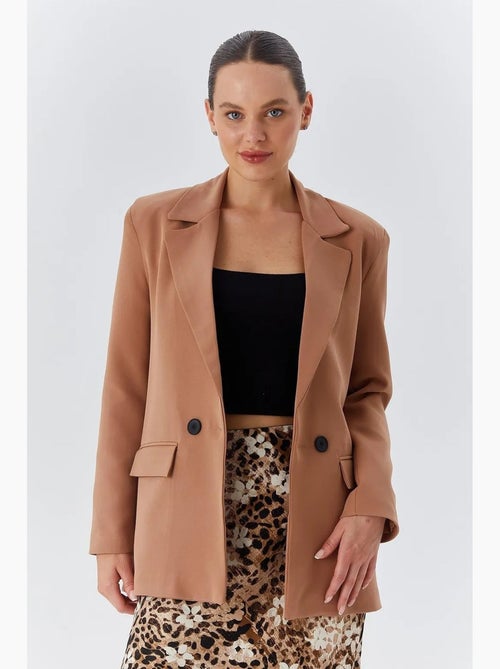 Blazer lungo in ecopelle mixray - Kiabi Blazer lungo in ecopelle mixray - Kiabi