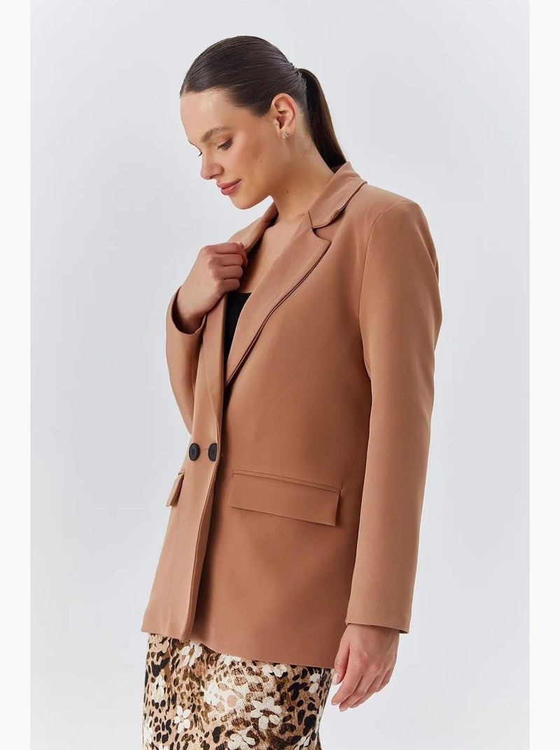 Blazer lungo in ecopelle mixray Cammello - Kiabi