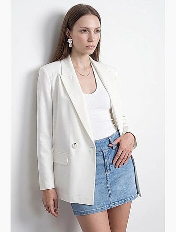 Blazer lungo in raso con collo a scialle dilvin