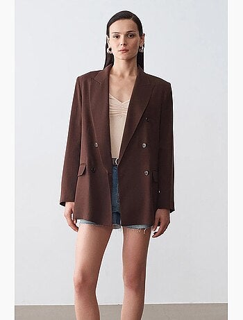 Blazer lungo in tencel con collo a scialle dilvin