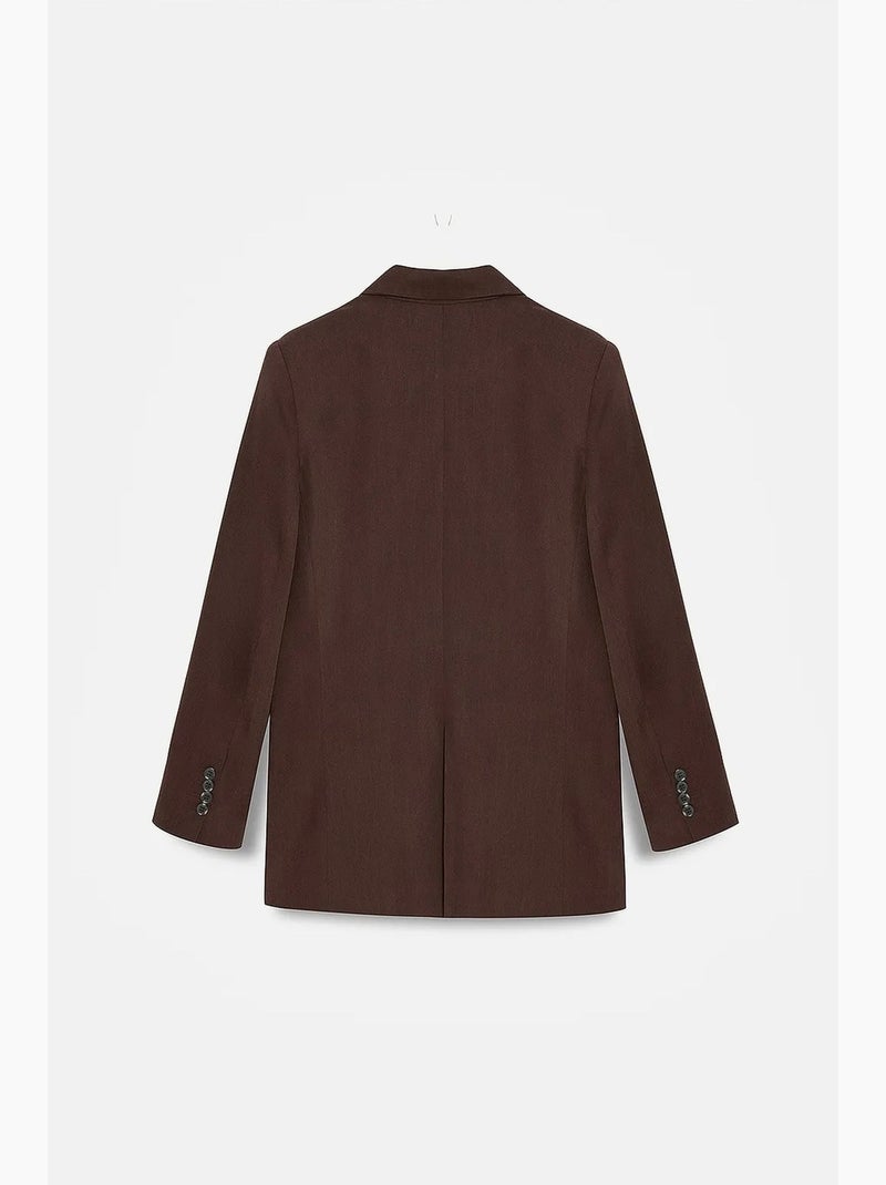 Blazer lungo in tencel con collo a scialle dilvin Marrone cioccolato - Kiabi