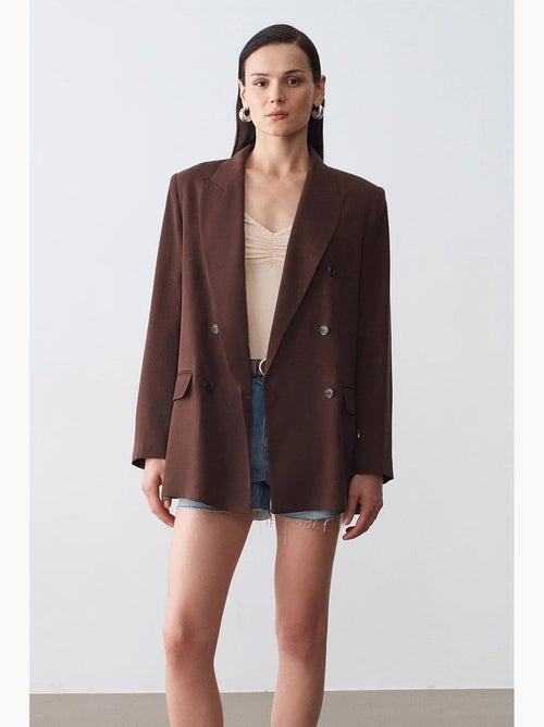Blazer lungo in tencel con collo a scialle dilvin - Kiabi Blazer lungo in tencel con collo a scialle dilvin - Kiabi