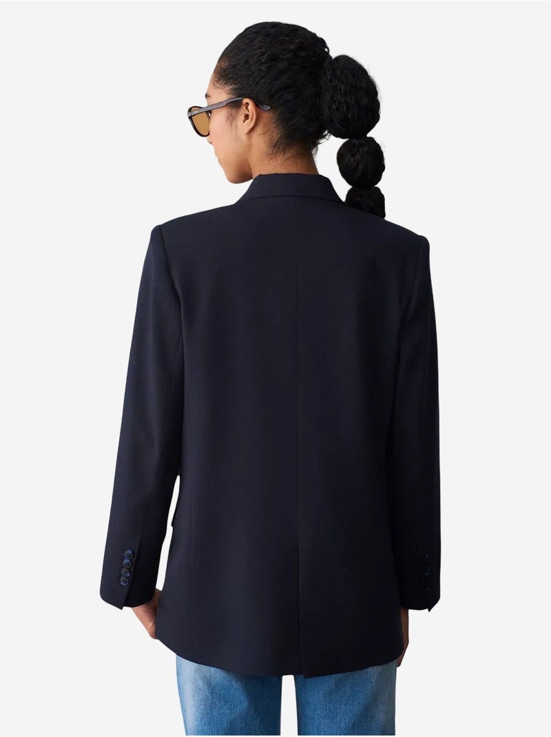 Blazer lungo oversize in crêpe dilvin Blu marino - Kiabi