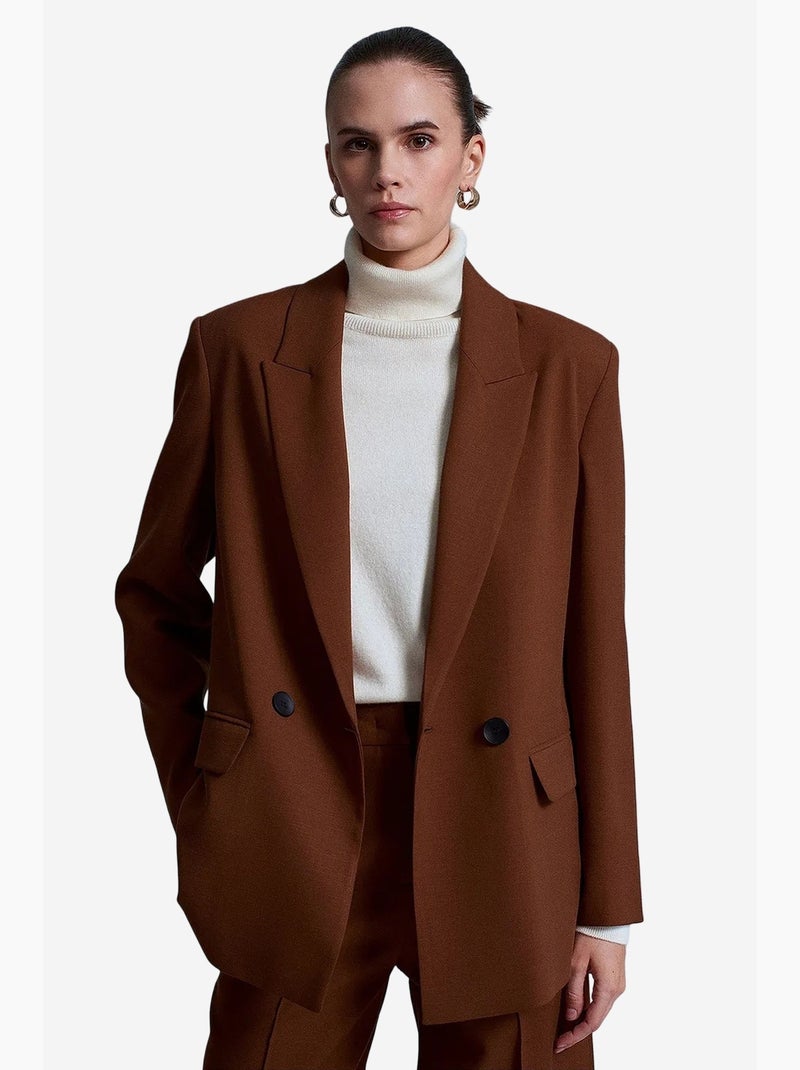 Blazer lungo oversize in crêpe dilvin Marrone - Kiabi