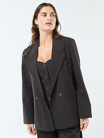Blazer oversize a righe con apertura abbottonata