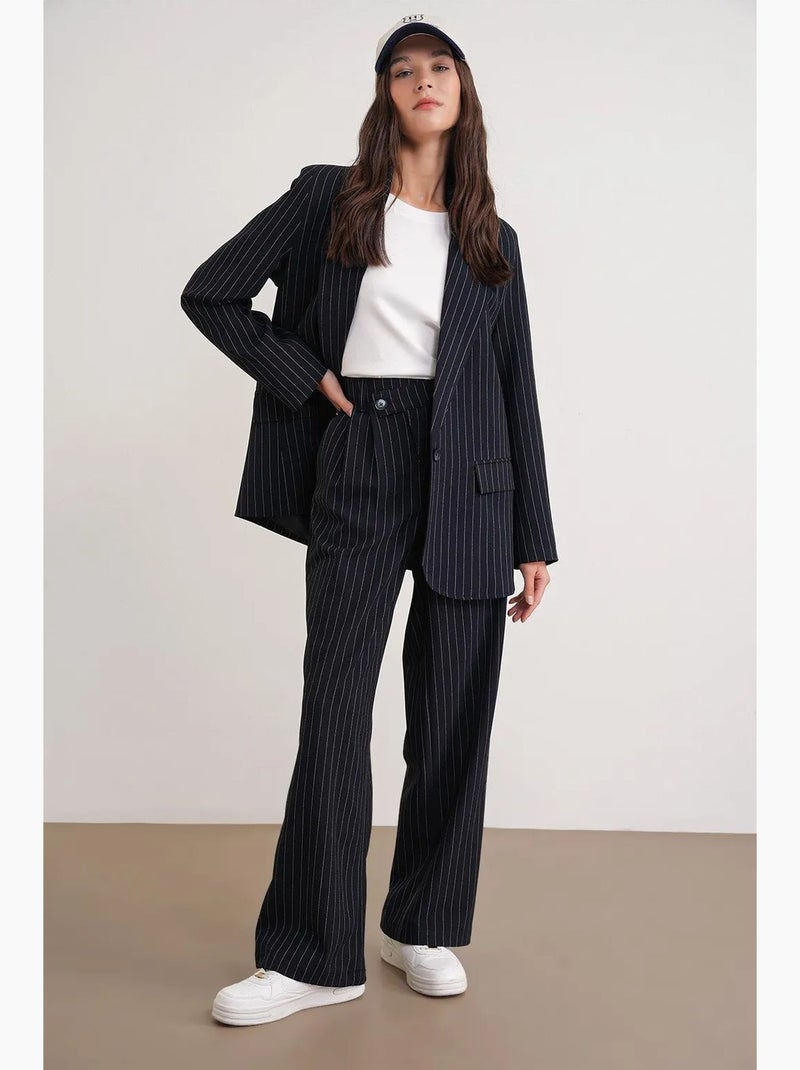 Blazer oversize a righe mixray Blu marino - Kiabi