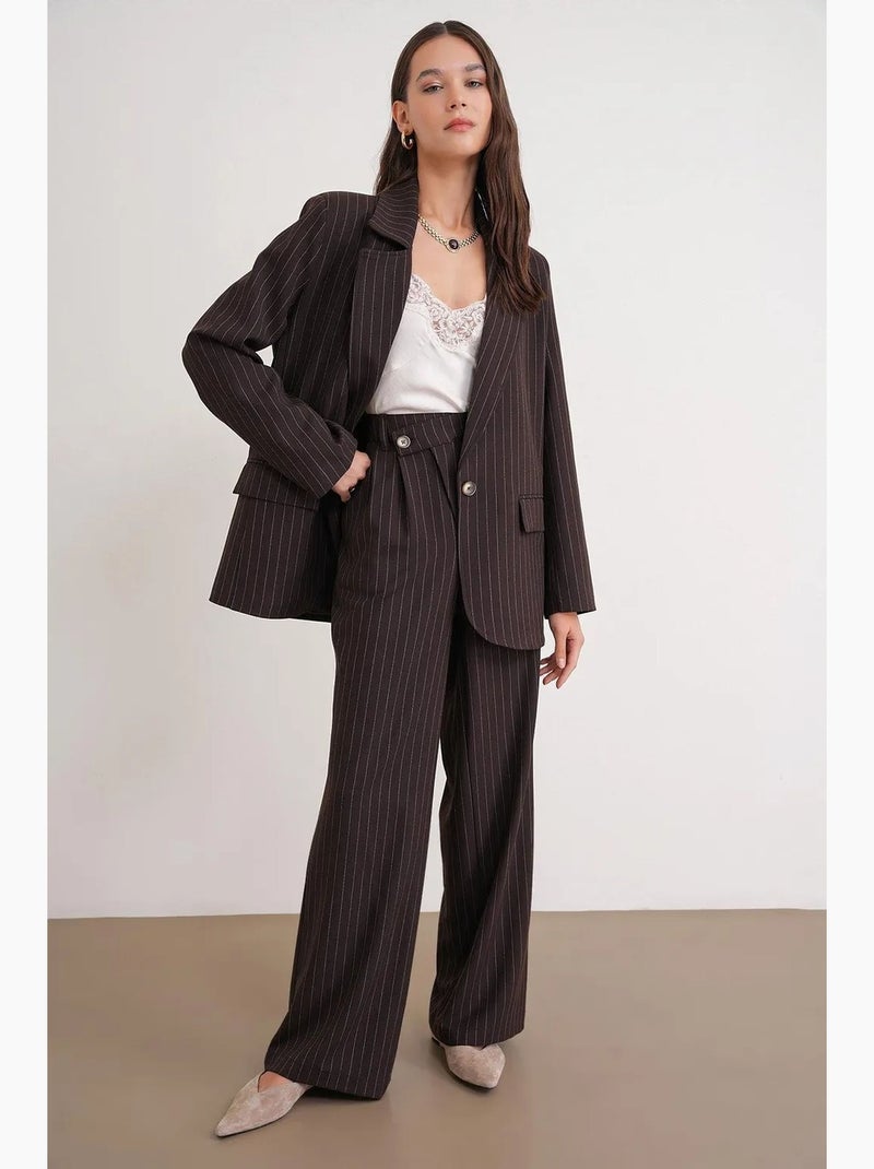Blazer oversize a righe mixray Marrone scuro - Kiabi