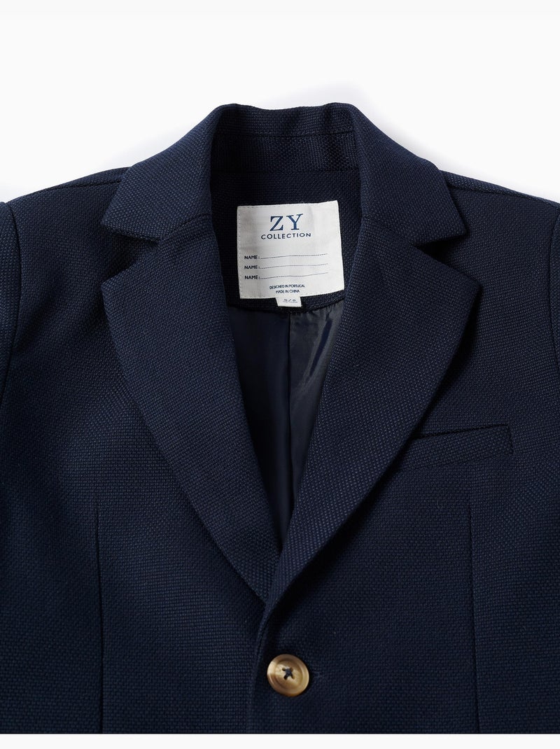 Blazer piqué con tasche con patta Blu scuro - Kiabi