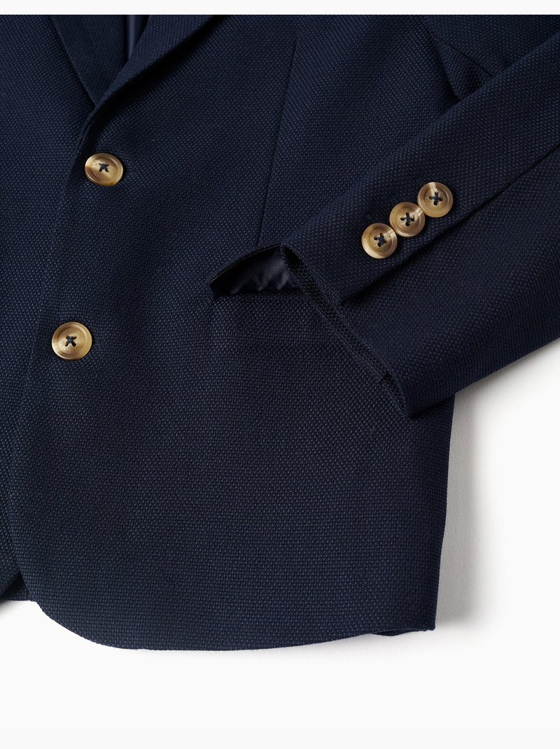 Blazer piqué con tasche con patta Blu scuro - Kiabi