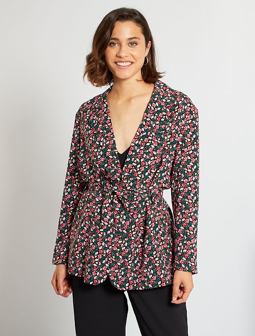 Blazer stampato con cintura - NERO - Kiabi - 25.00€