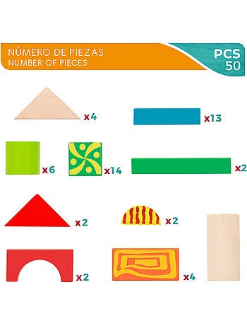 Blocchi da costruzione in legno 50 pezzi woomax