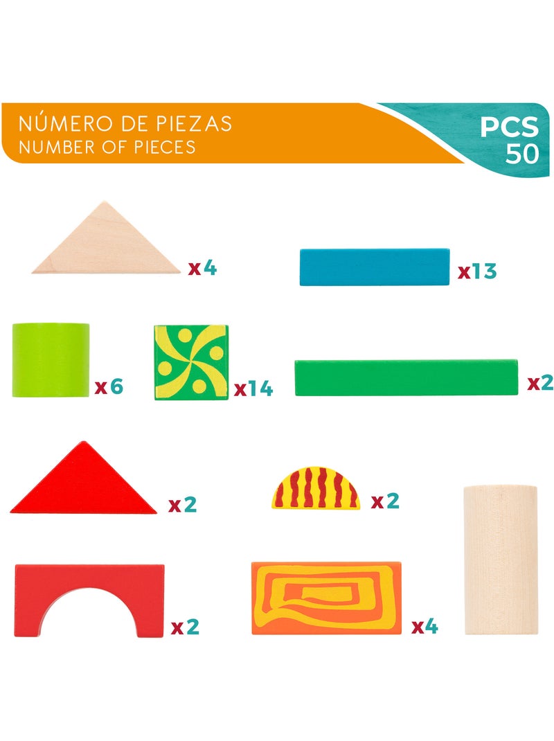 Blocchi da costruzione in legno 50 pezzi woomax N/D - Kiabi