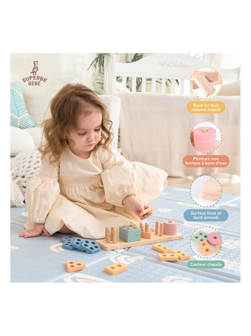 Blocchi di legno da impilare - Gioco educativo | SUPERBE BEBE N/D - Kiabi