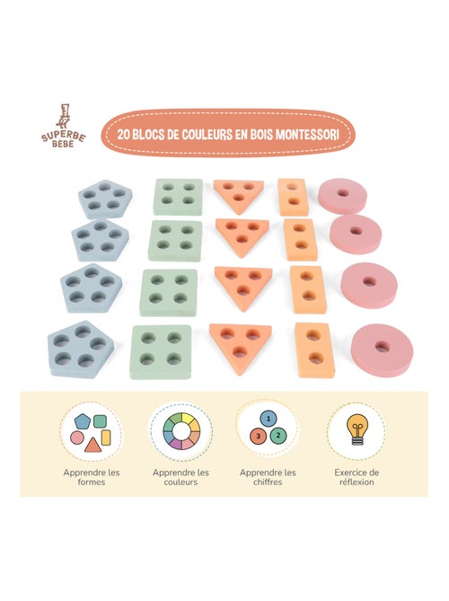 Blocchi di legno da impilare - Gioco educativo | SUPERBE BEBE - Kiabi Blocchi di legno da impilare - Gioco educativo | SUPERBE BEBE - Kiabi