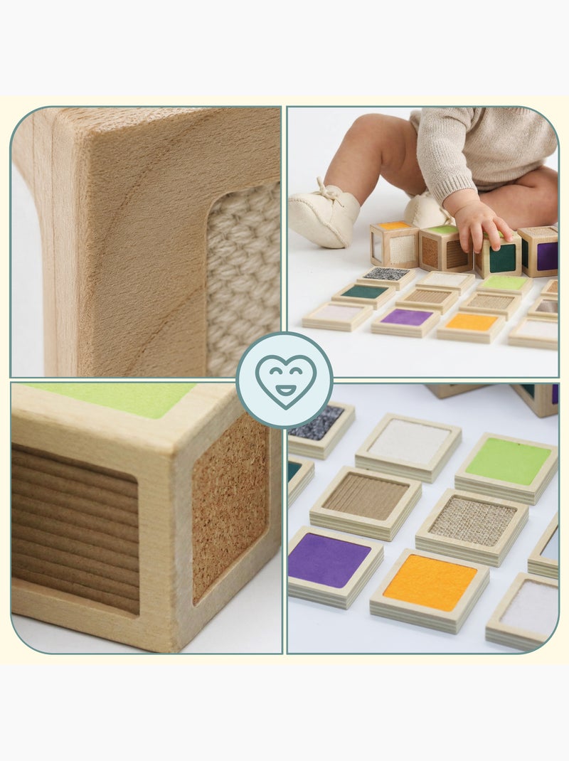 Blocchi sensoriali legno bambini 5x5cm 4 cubi 12 tessere mamabrum N/D - Kiabi
