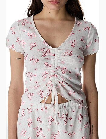 Blossom pointel maglia pigiama floreale a maniche corte penti