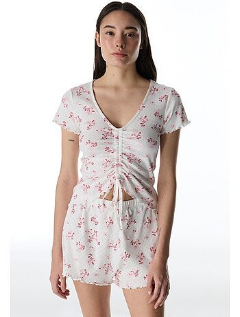 Blossom pointel maglia pigiama floreale a maniche corte penti