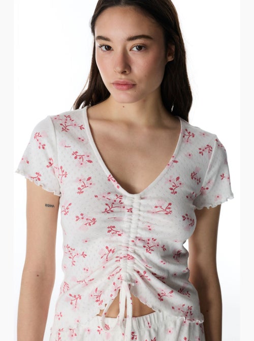 Blossom pointel maglia pigiama floreale a maniche corte penti - Kiabi