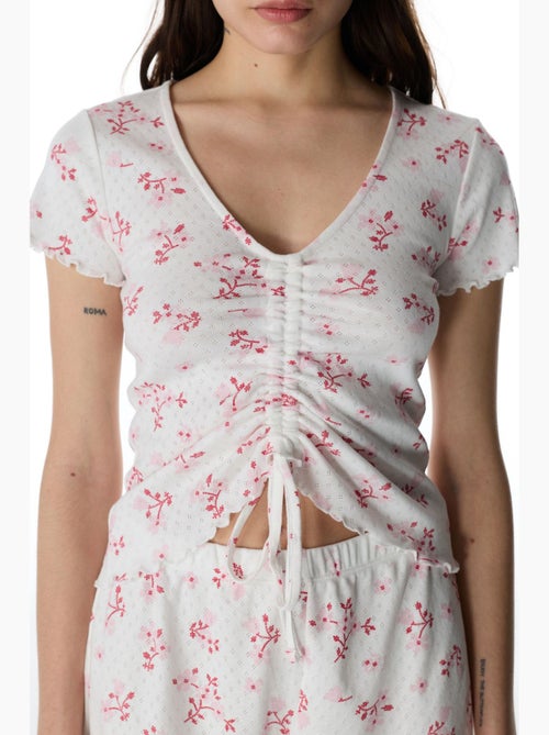 Blossom pointel maglia pigiama floreale a maniche corte penti - Kiabi