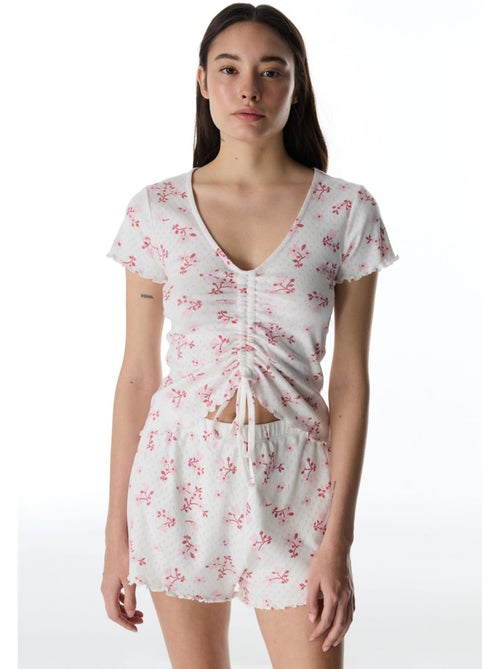 Blossom pointel maglia pigiama floreale a maniche corte penti - Kiabi
