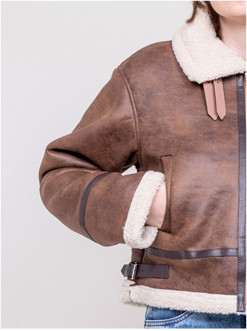 Blouson aviatore UDANE Marrone - Kiabi
