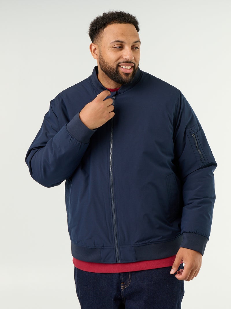 Blouson bomber con collo in maglia a costine Blu - Kiabi