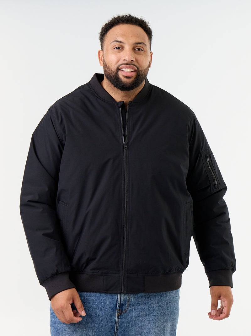 Blouson bomber con collo in maglia a costine Nero - Kiabi