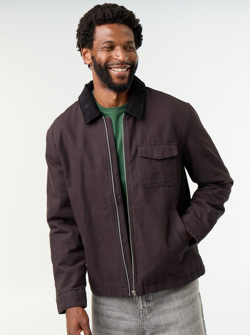 Blouson corto con zip e collo a contrasto in velluto - Kiabi