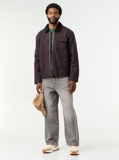 Blouson corto con zip e collo a contrasto in velluto - Kiabi
