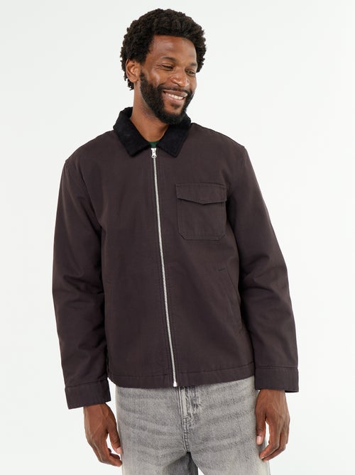Blouson corto con zip e collo a contrasto in velluto - Kiabi