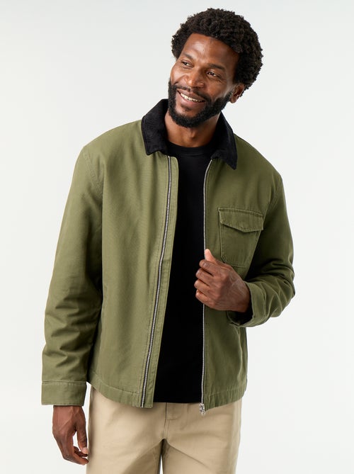 Blouson corto con zip e collo a contrasto in velluto - Kiabi