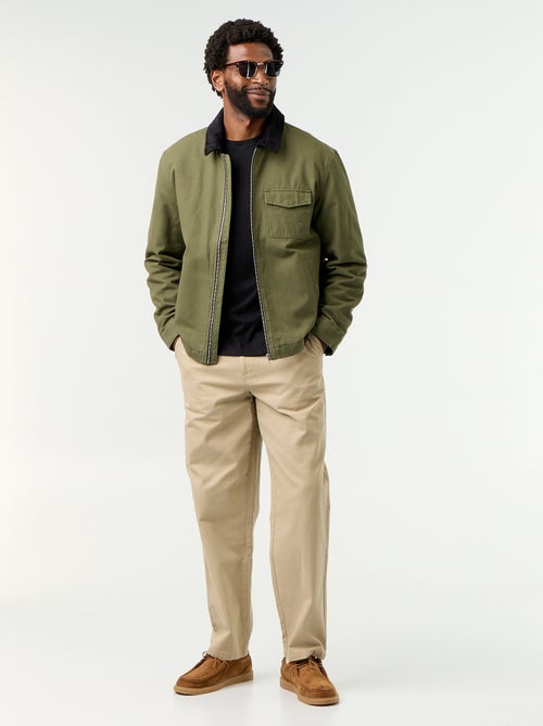 Blouson corto con zip e collo a contrasto in velluto - Kiabi