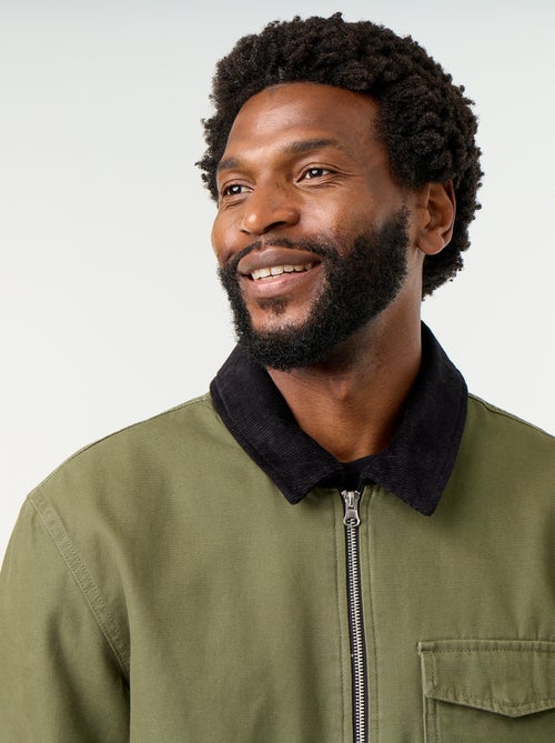 Blouson corto con zip e collo a contrasto in velluto - Kiabi