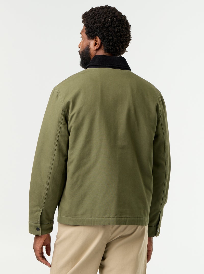 Blouson corto con zip e collo a contrasto in velluto Verde - Kiabi