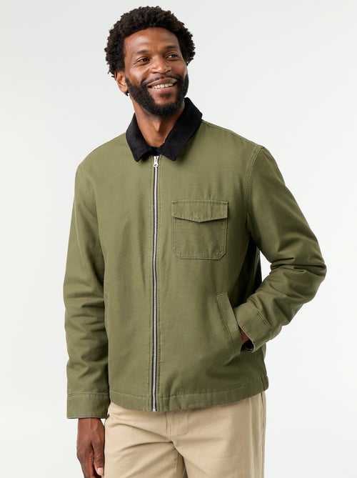Blouson corto con zip e collo a contrasto in velluto - Kiabi