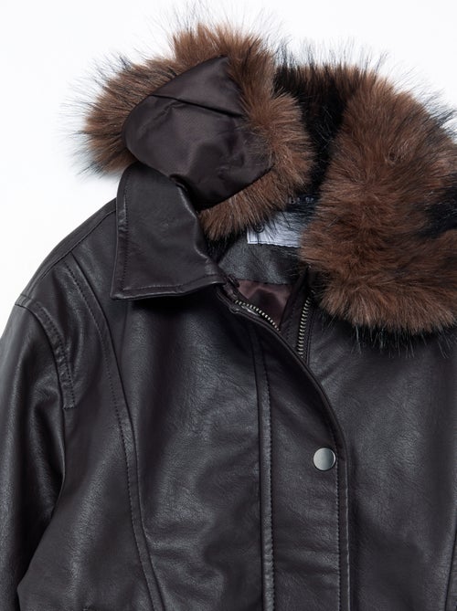 Blouson in similpelle con collo in pelliccia rimovibile - Kiabi Blouson in similpelle con collo in pelliccia rimovibile - Kiabi