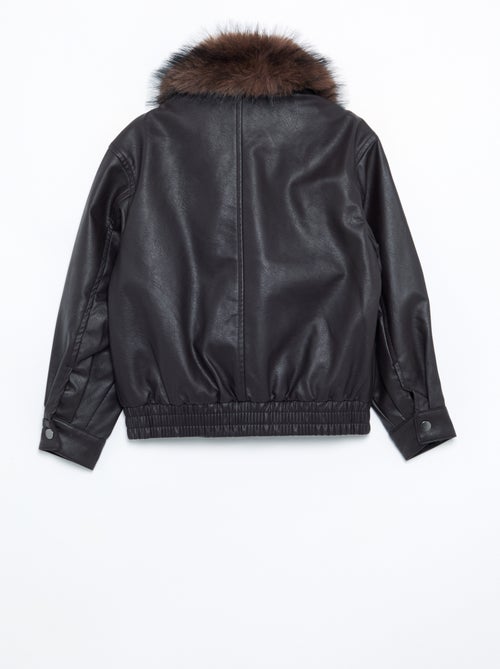 Blouson in similpelle con collo in pelliccia rimovibile - Kiabi Blouson in similpelle con collo in pelliccia rimovibile - Kiabi