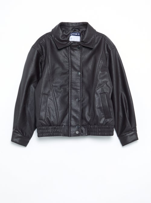 Blouson in similpelle con collo in pelliccia rimovibile - Kiabi Blouson in similpelle con collo in pelliccia rimovibile - Kiabi