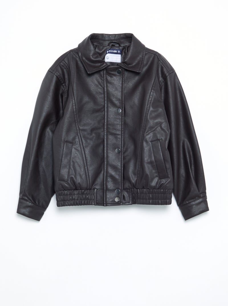 Blouson in similpelle con collo in pelliccia rimovibile Marrone - Kiabi