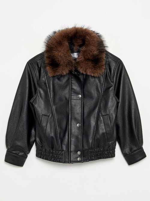Blouson in similpelle con collo in pelliccia rimovibile - Kiabi Blouson in similpelle con collo in pelliccia rimovibile - Kiabi