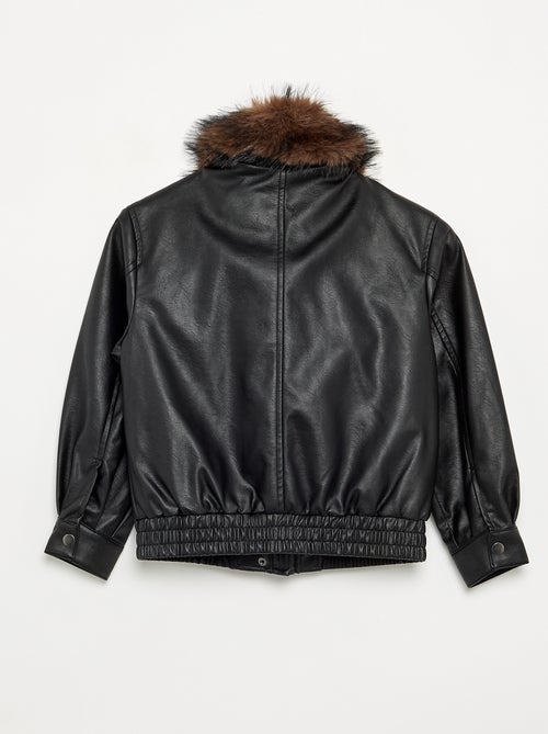 Blouson in similpelle con collo in pelliccia rimovibile - Kiabi Blouson in similpelle con collo in pelliccia rimovibile - Kiabi