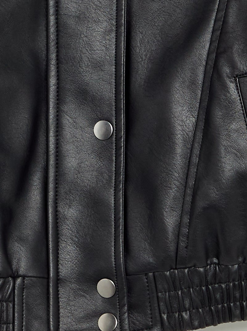 Blouson in similpelle con collo in pelliccia rimovibile Nero - Kiabi