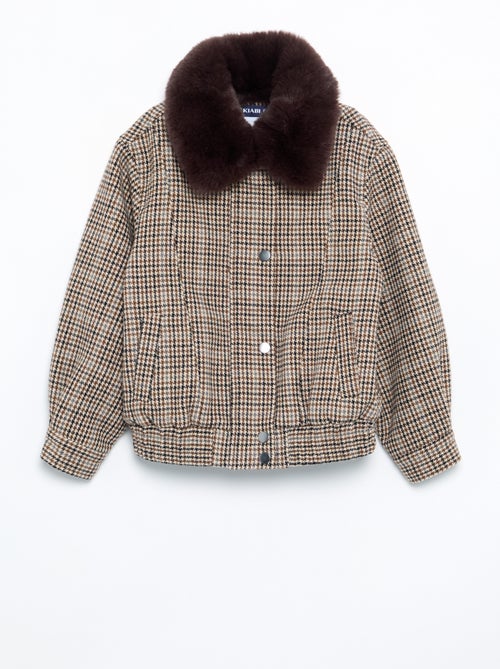 Blouson oversize in finto lanato con collo in pelliccia rimovibile - Kiabi Blouson oversize in finto lanato con collo in pelliccia rimovibile - Kiabi
