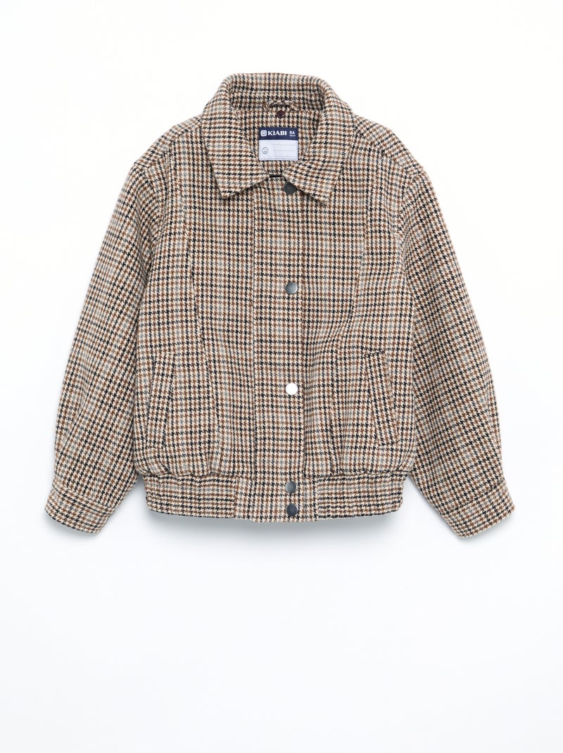 Blouson oversize in finto lanato con collo in pelliccia rimovibile Beige - Kiabi