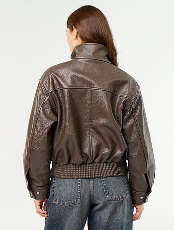 Blouson oversize in similpelle con collo alto